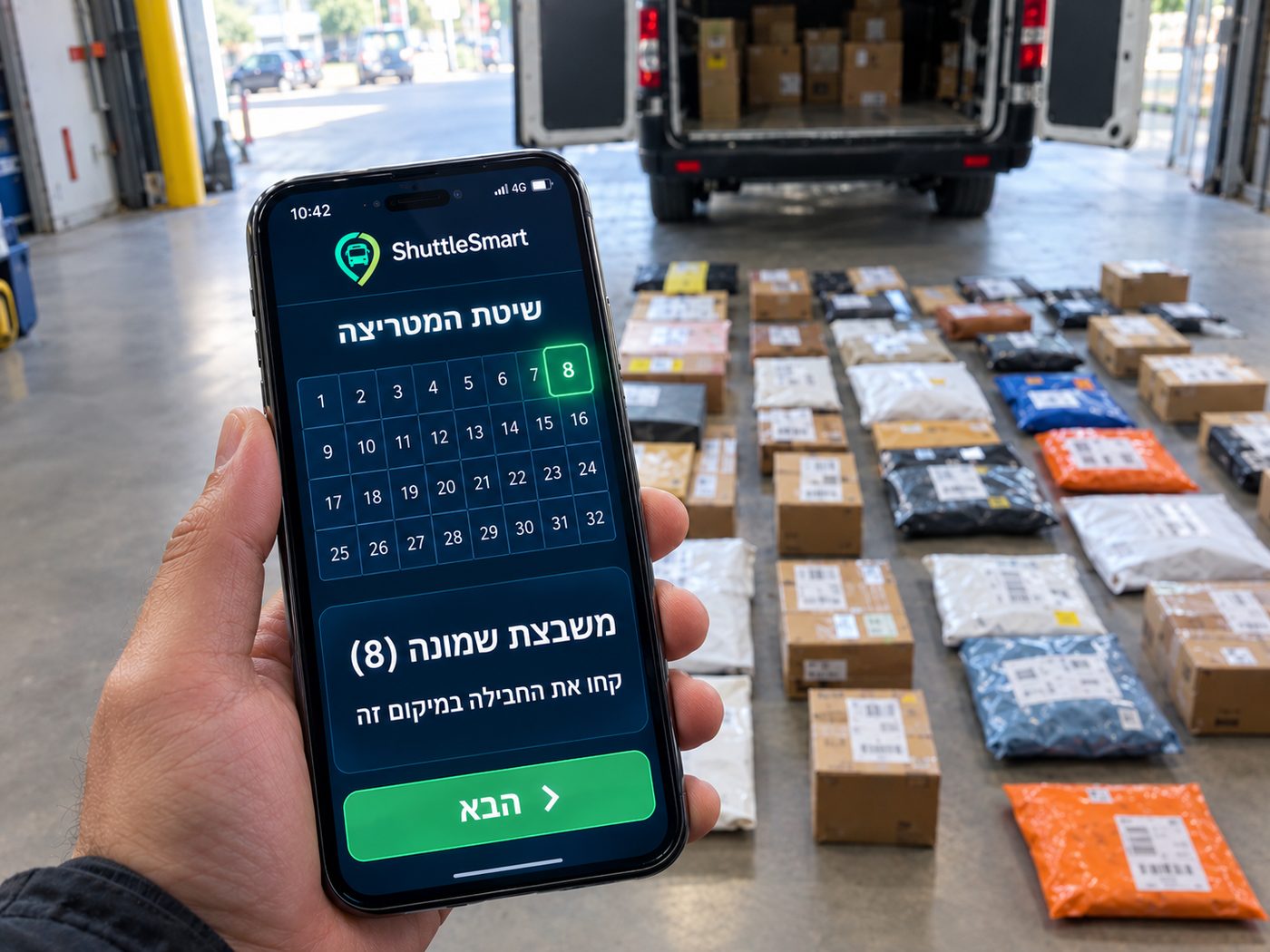שיטת המטריצה: גריד באפליקציה מול חבילות מסודרות על הרצפה